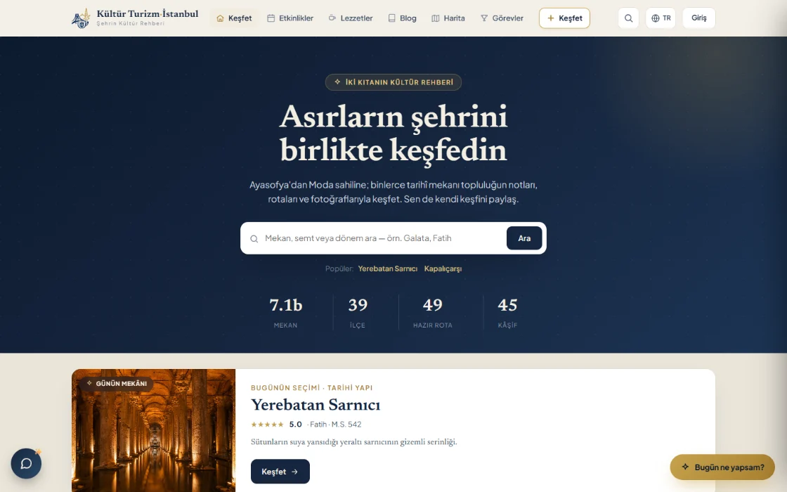Kültür Turizm İstanbul web ve mobil