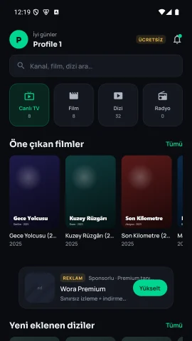 Wora Player — Android TV ve telefon (demo playlist)